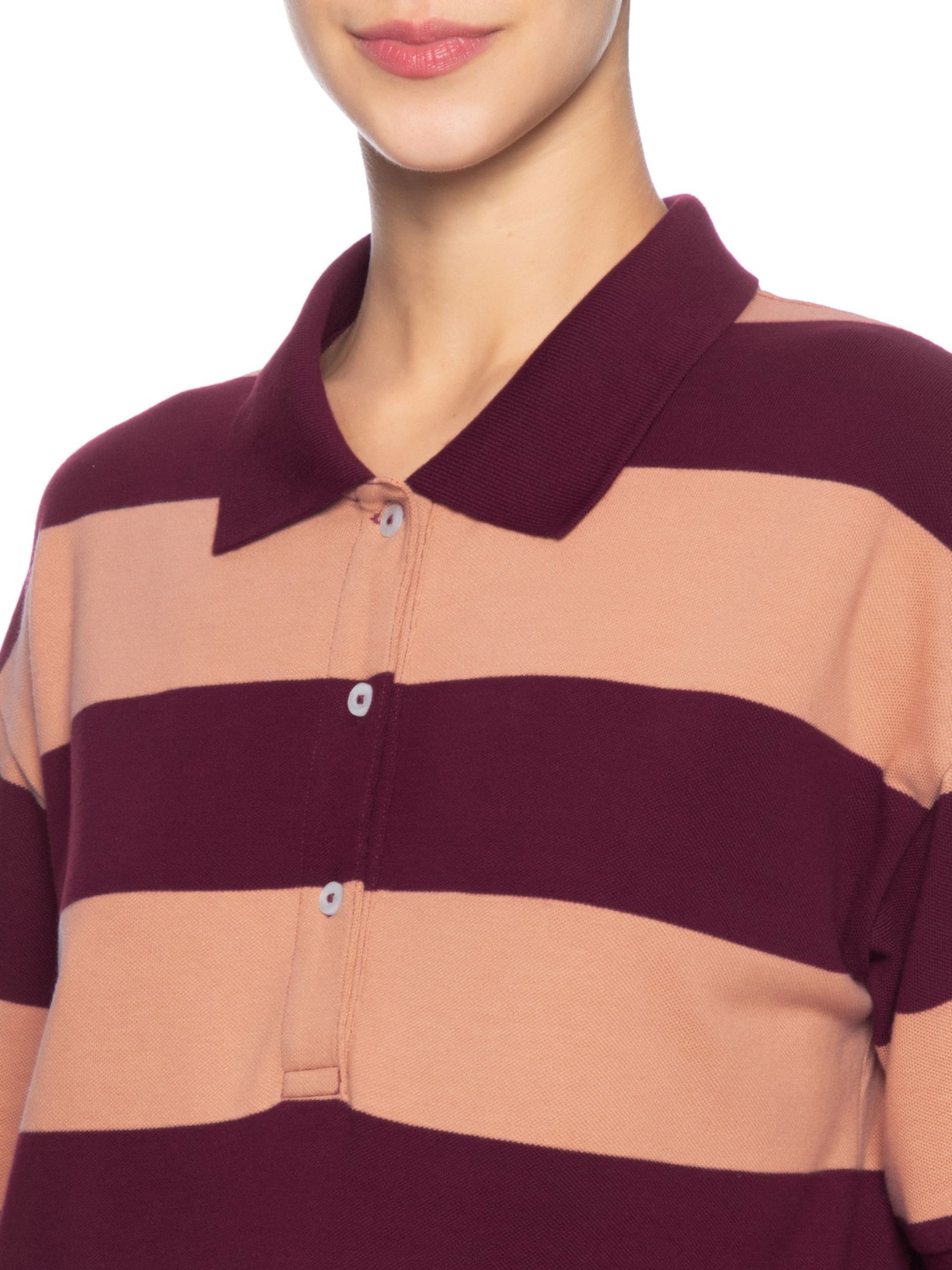 Blusa Polo Feminina Oversize Fio Tinto Rosa Animale