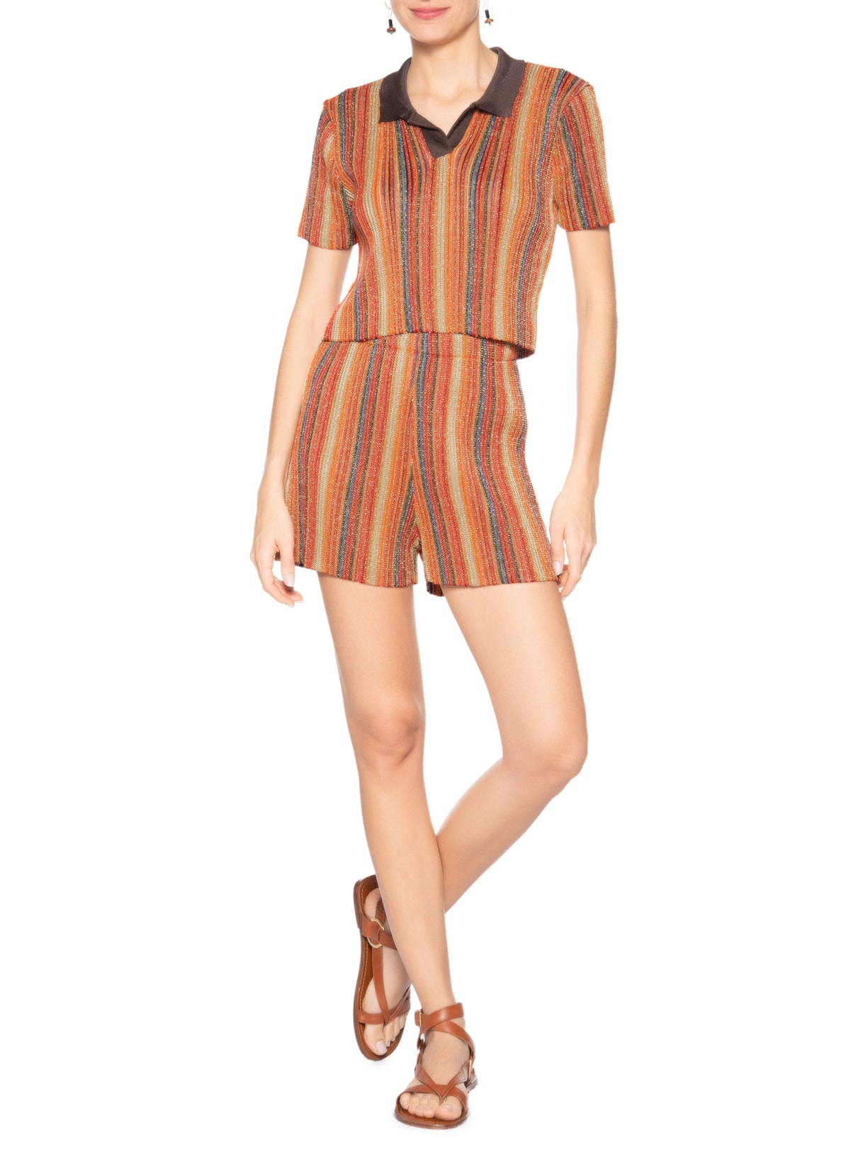 Blusa Polo Tricot Listras Vermelho Osklen