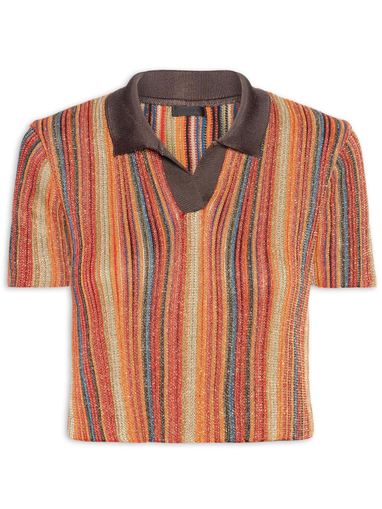 Blusa Polo Tricot Listras Vermelho Osklen