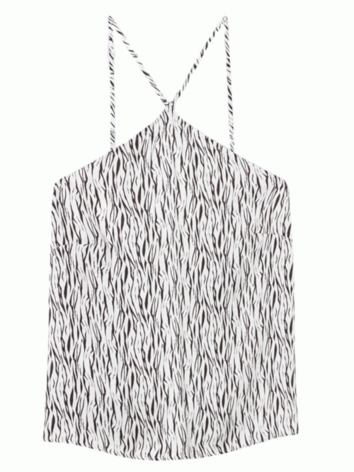 Blusa Regata Em Cetim De Viscose Go Animalier - Preto