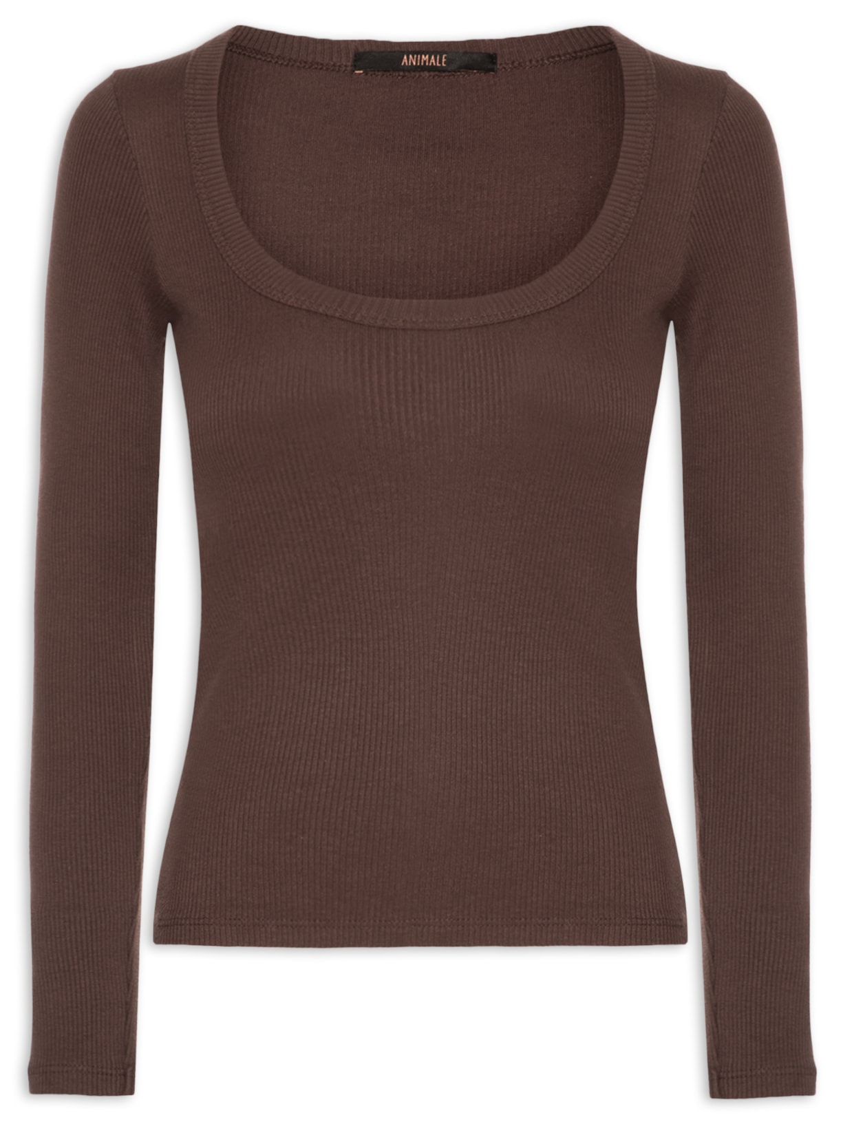 Blusa Ribana Manga Longa Marrom Animale