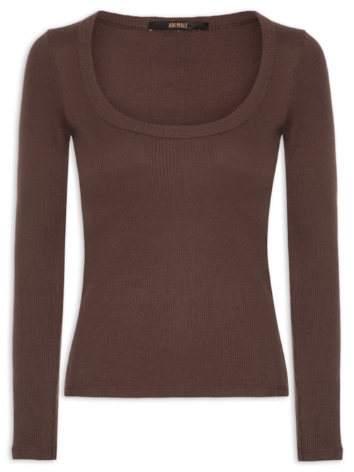 Blusa Ribana Manga Longa - Marrom