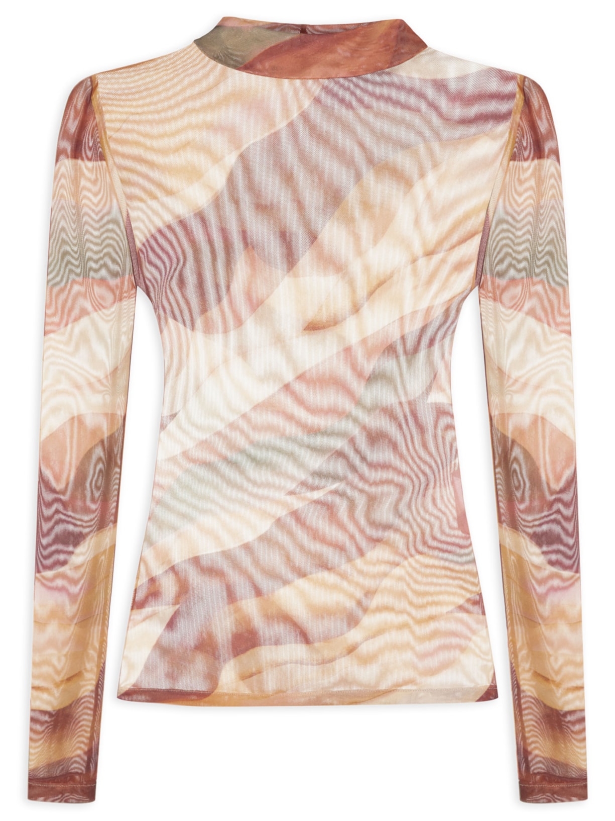 Blusa Segunda Pele Tule Estampa Dunas - Rosa