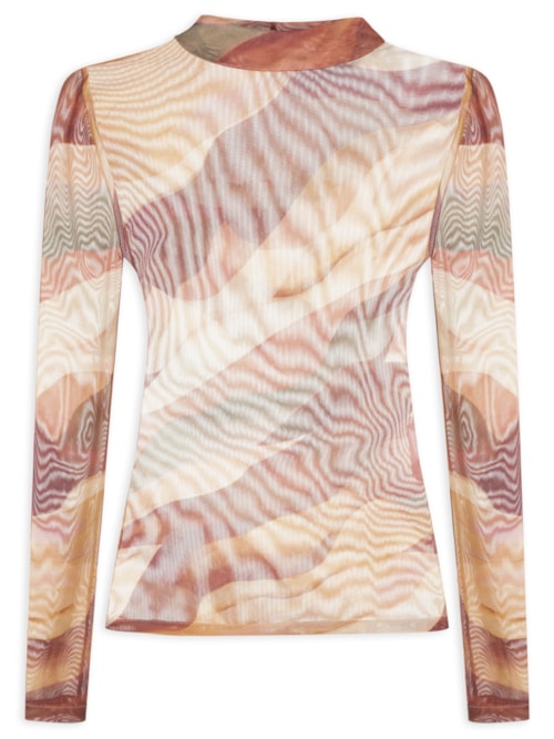 Blusa Segunda Pele Tule Estampa Dunas - Rosa