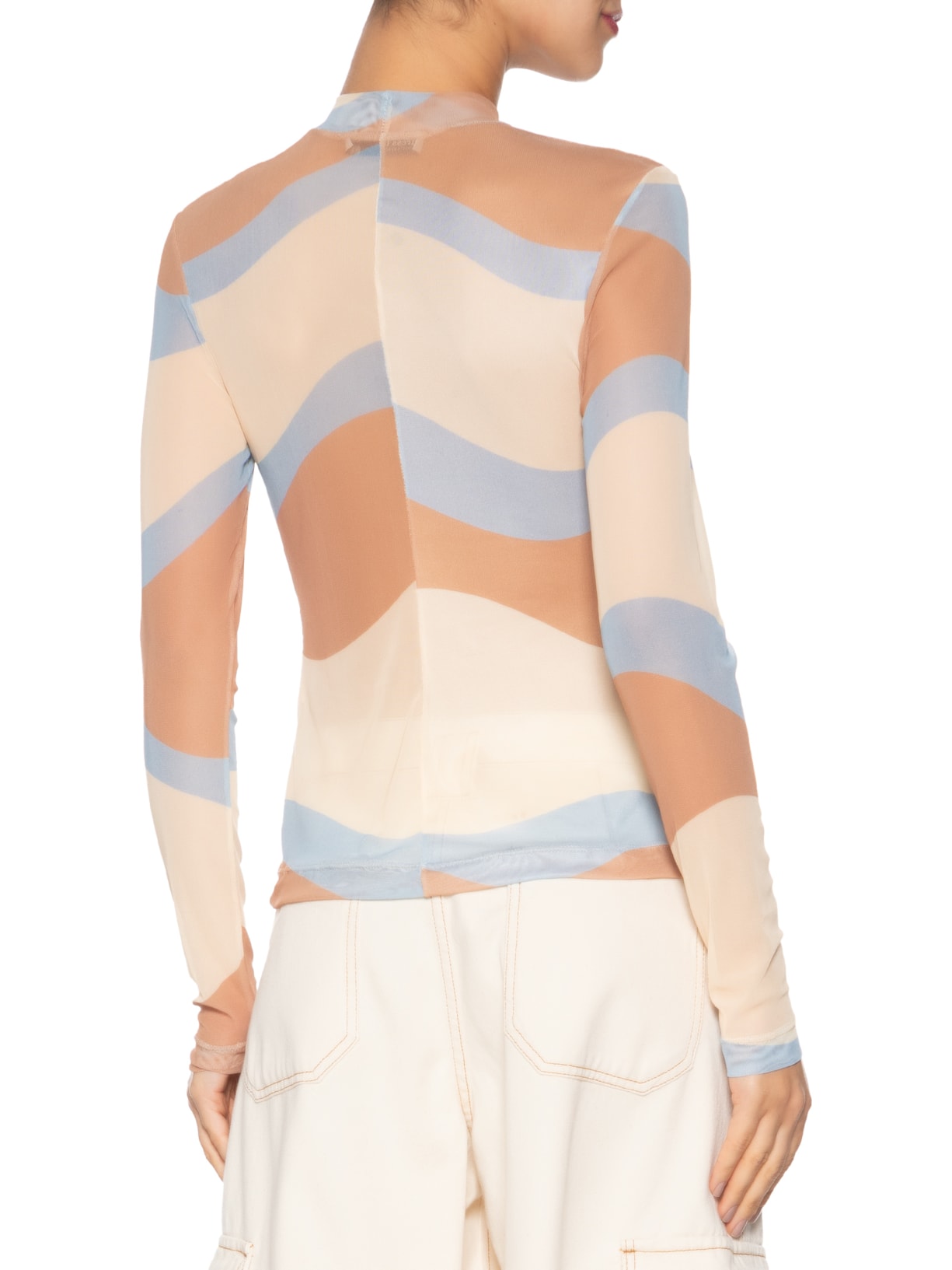 Blusa Segunda Pele Tule Estampa Oceano Bege Dress To