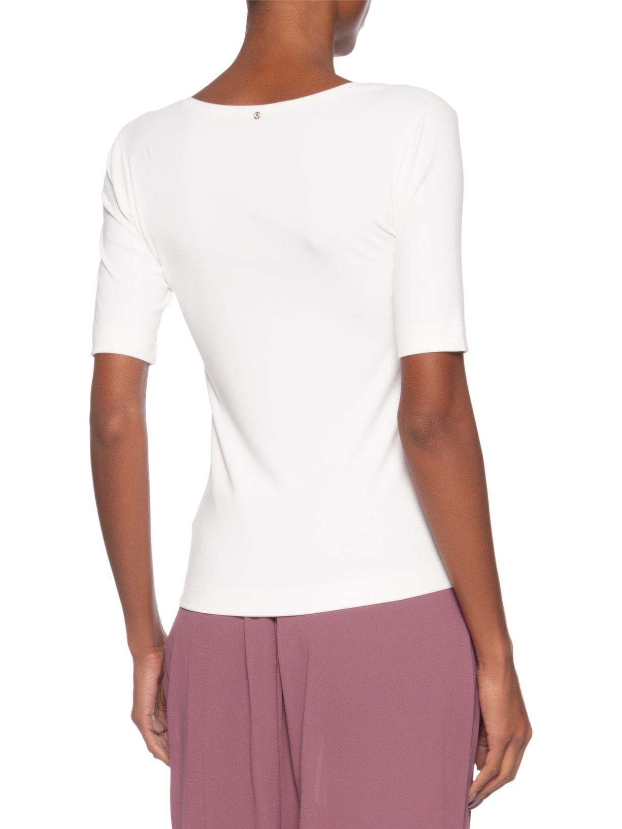 Blusa Tee Manga Média Decote V Branco Animale