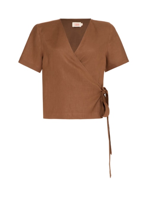Blusa Transpasse Linho Ocre
