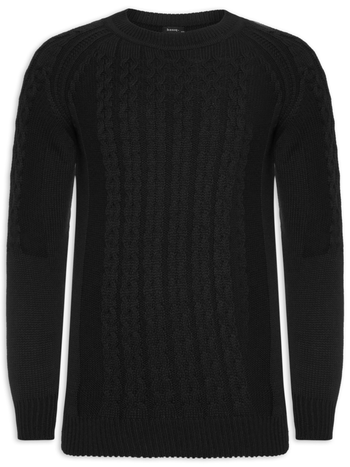 Blusa Tricot Gola Careca Texturizado - Preto