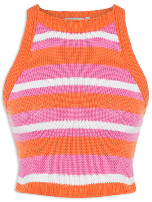 Blusa Tricot Listrada - Laranja
