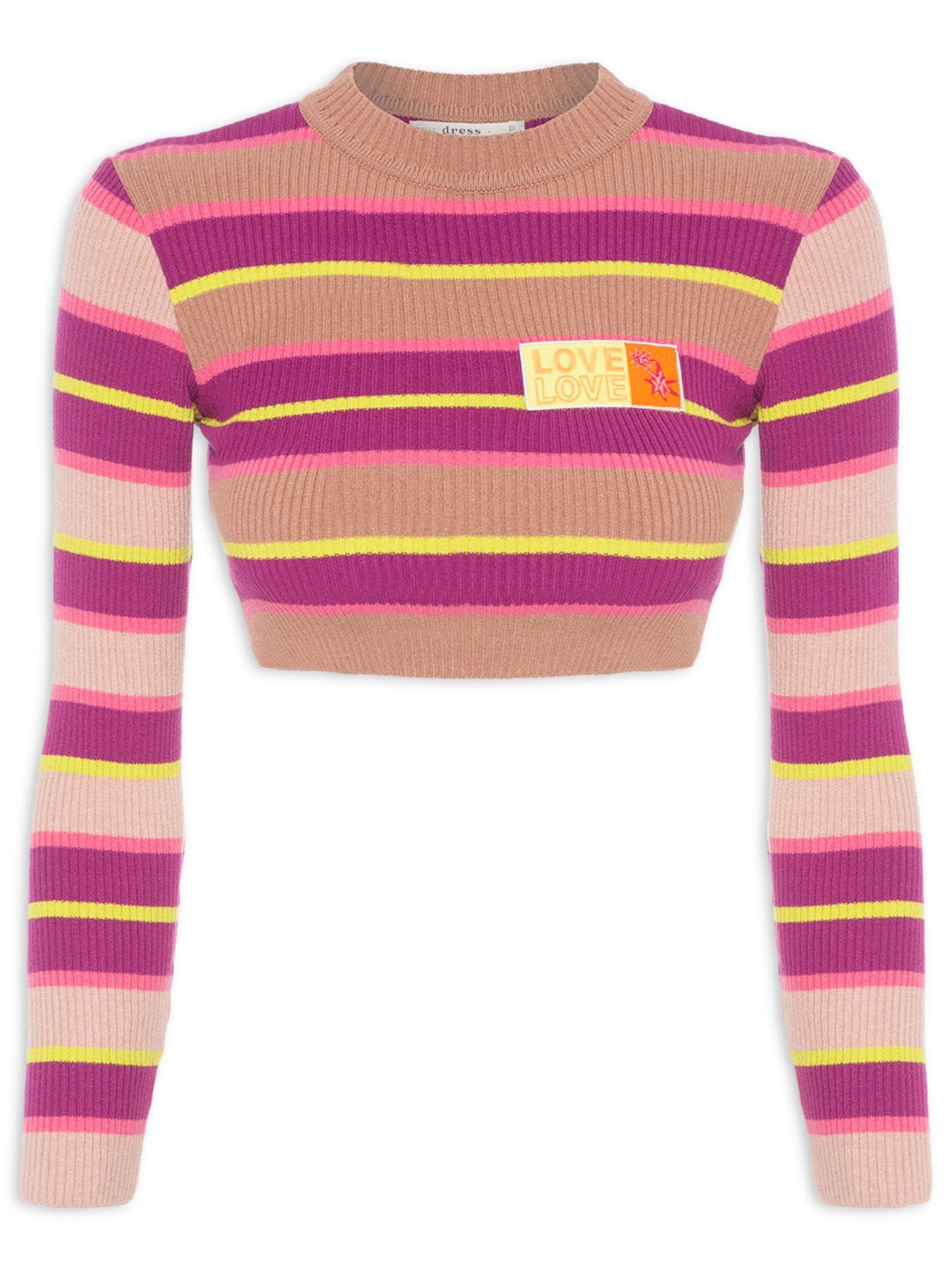 Blusa Tricot Listrada Patch Love Rosa Dress To
