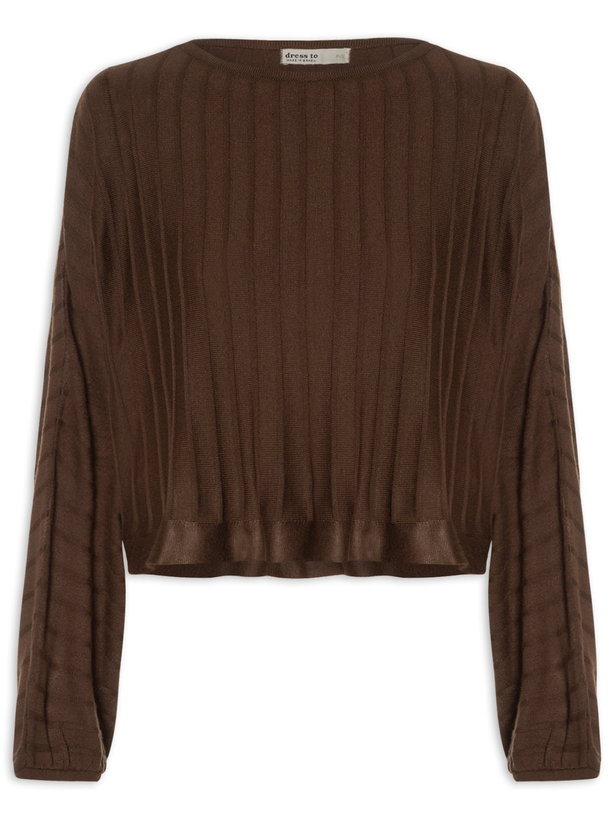 Blusa Tricot Nervuras Feminina – Marrom