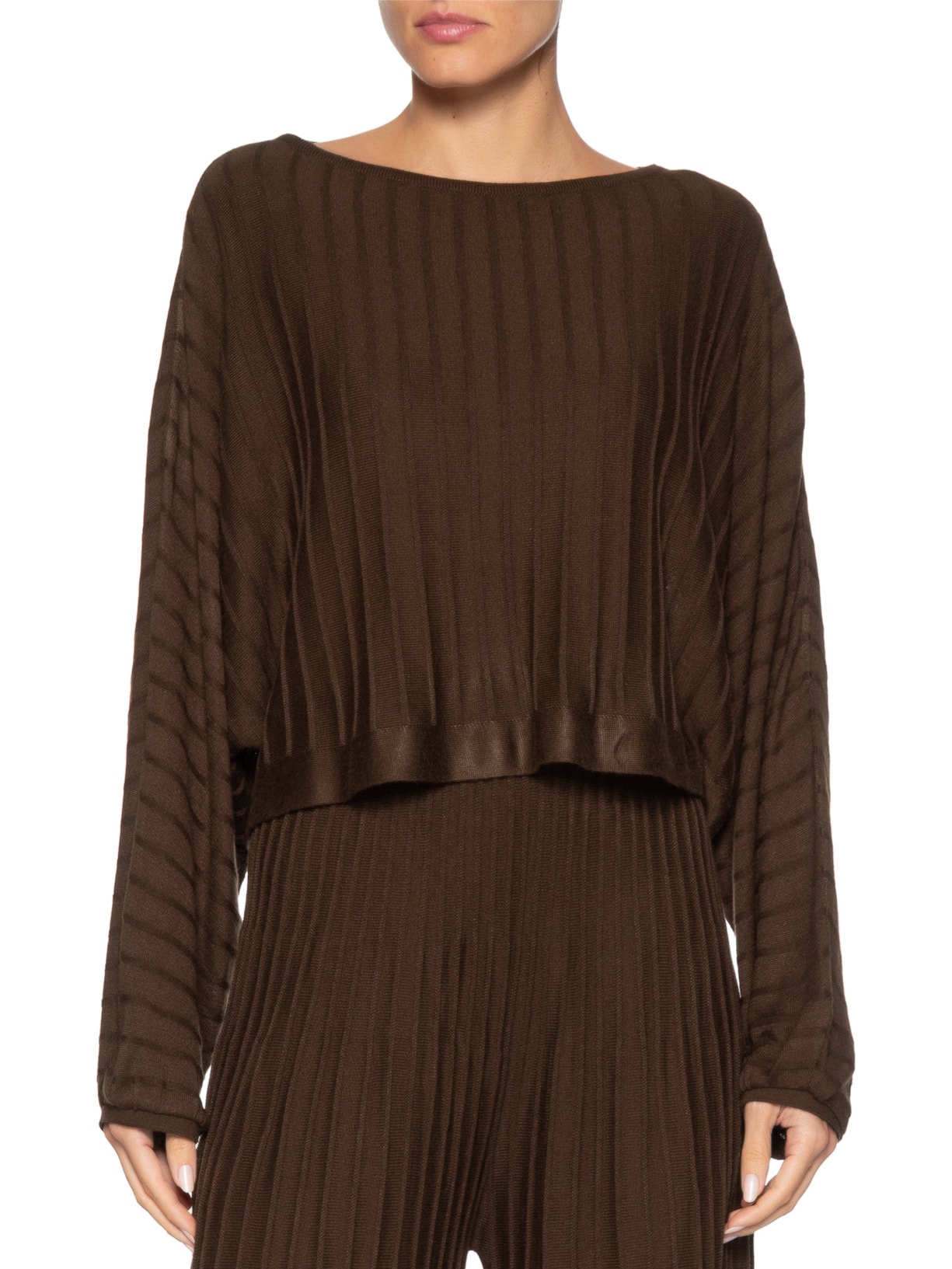 Blusa Tricot Nervuras Feminina – Marrom Dress To