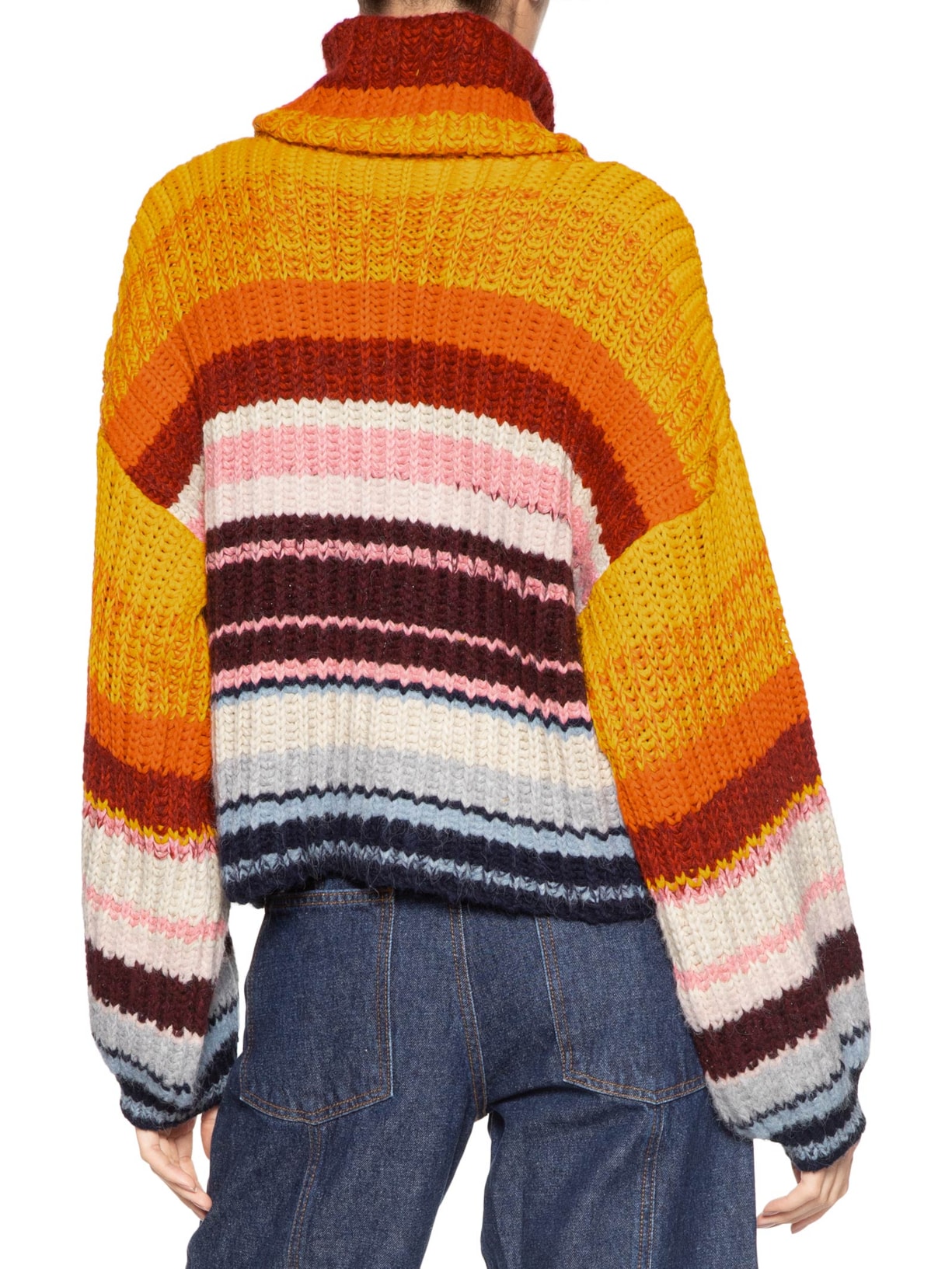Blusão Feminino De Tricot Pull Listras Colors Laranja Animale