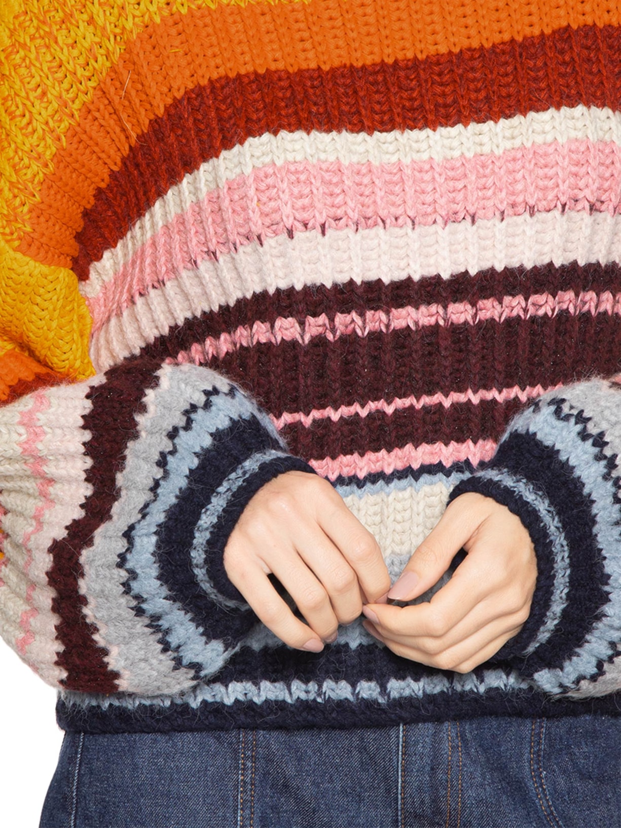 Blusão Feminino De Tricot Pull Listras Colors Laranja Animale