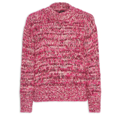 Blusão Feminino De Tricot Pull Pontos Mix - Rosa