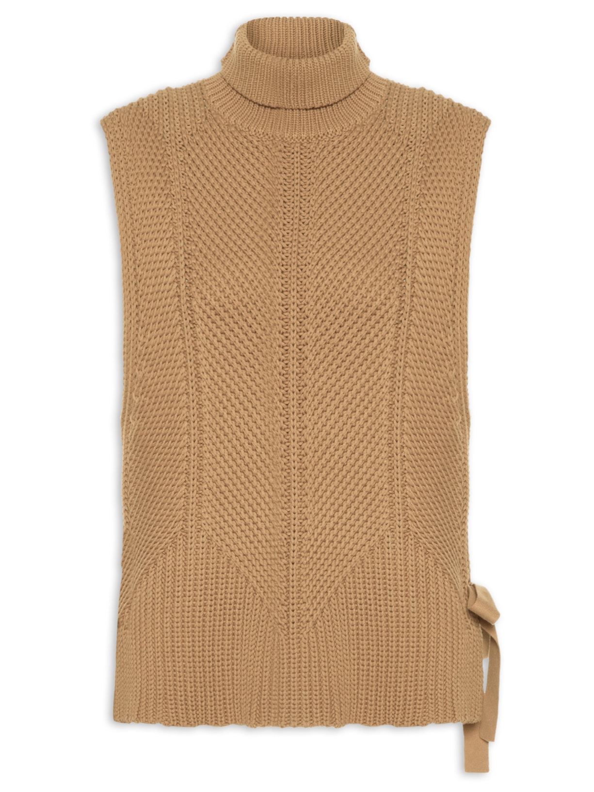 Blusão Feminino Gola Alta em Tricot - Marrom