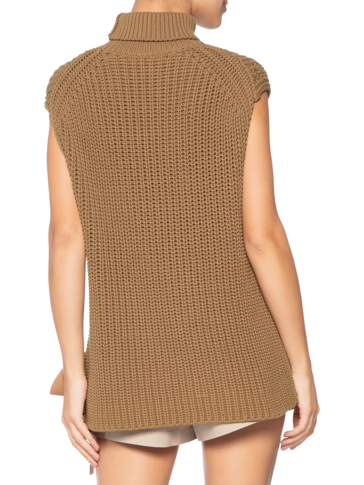 Blusão Feminino Gola Alta em Tricot Marrom Animale