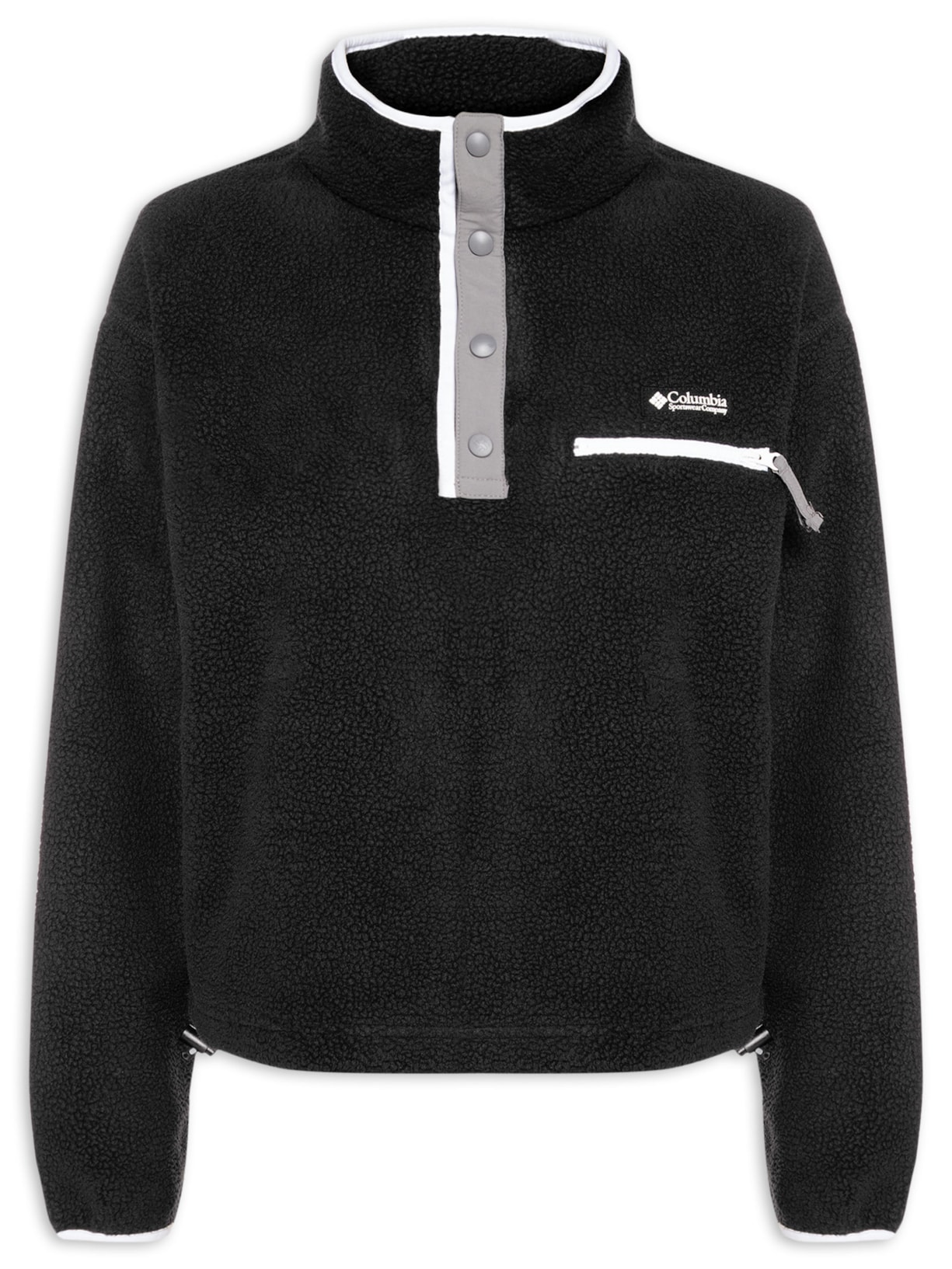 Blusão Feminino Helvetia II Cropped Half Snap Fle Preto Columbia