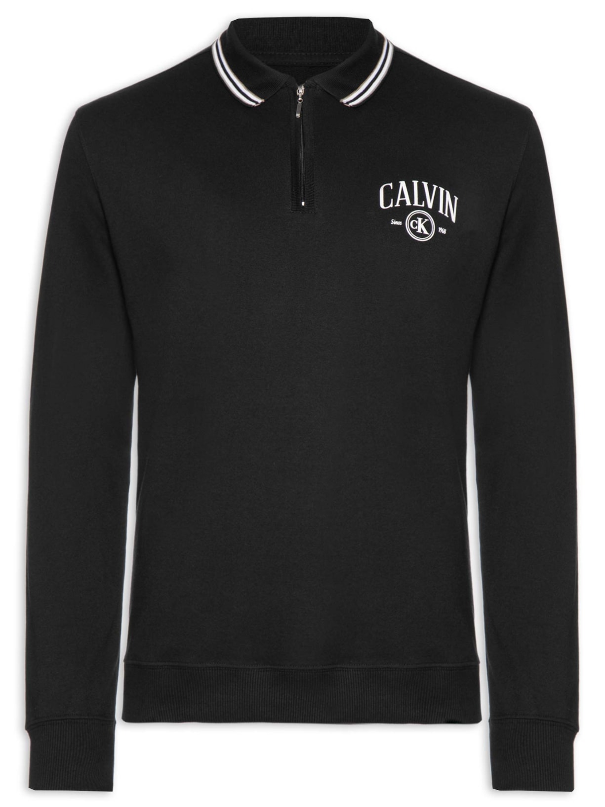 Blusão Masculino Meio Zíper Manga Longa Moletinho – Preto Calvin Klein Underwear