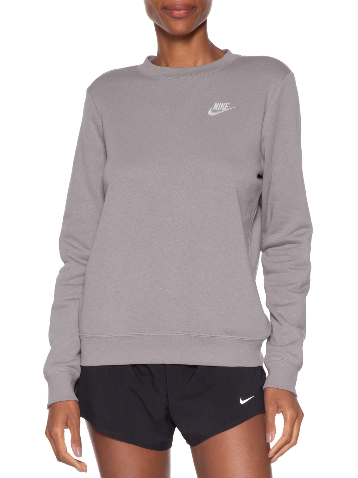 Blusão Sportswear Club Fleece Crew Marrom Nike