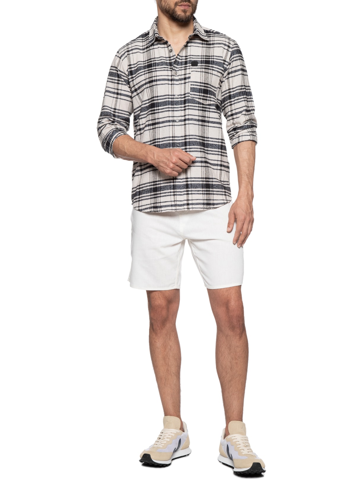 Board Short Masculino Linho Off White Sergio K