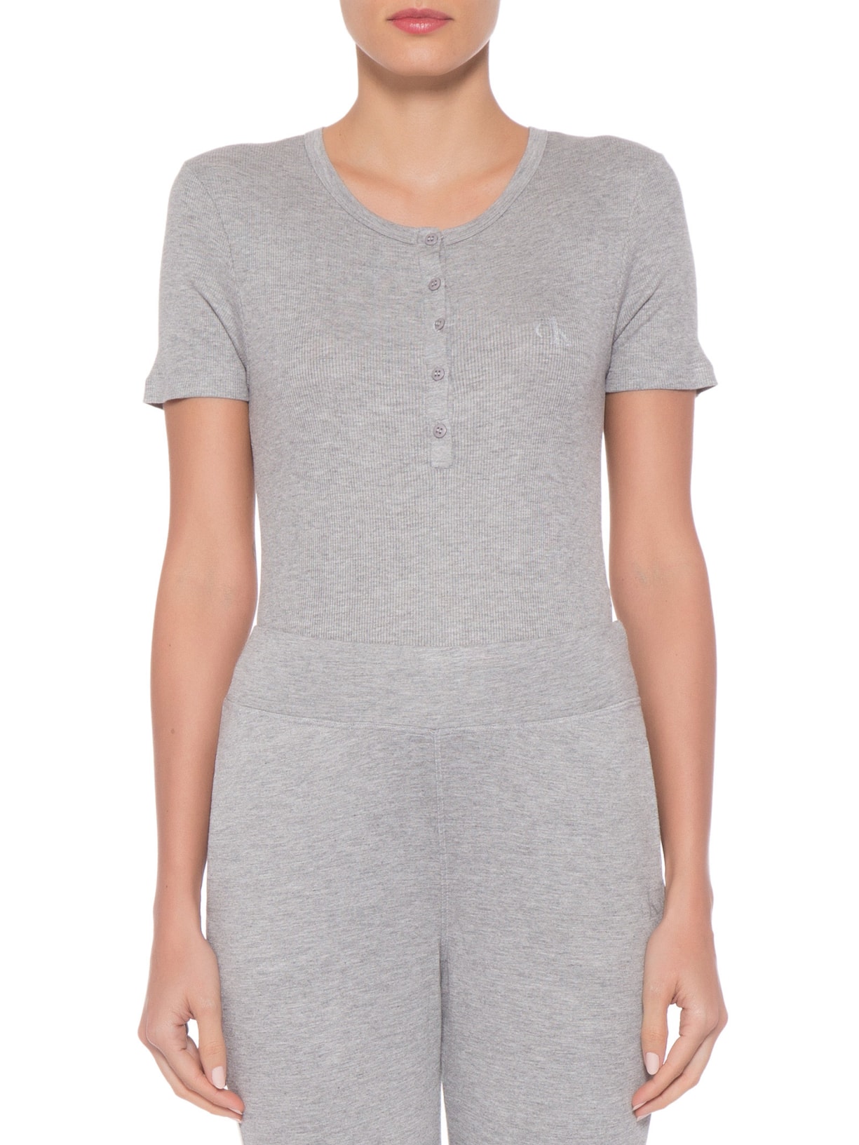Body Abotoamento One Rib Cinza Calvin Klein Underwear