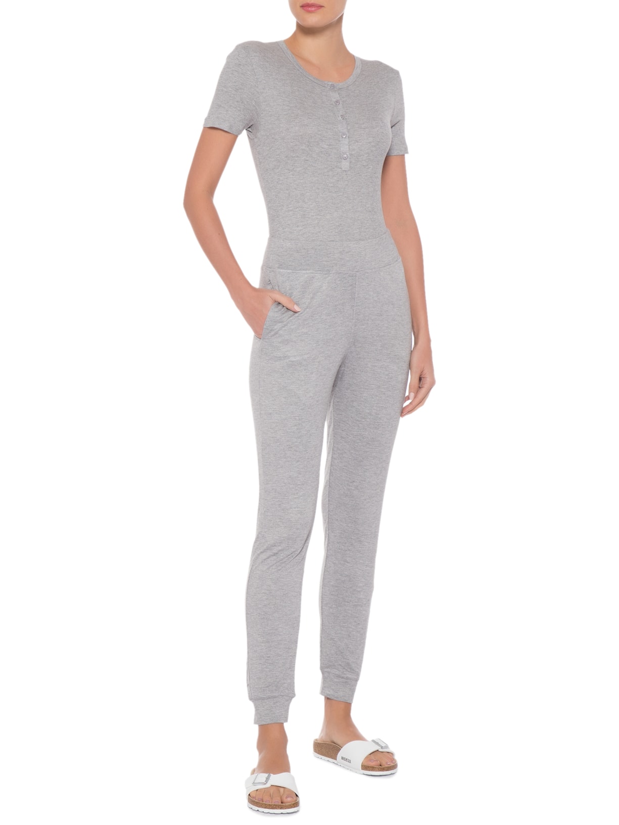 Body Abotoamento One Rib Cinza Calvin Klein Underwear