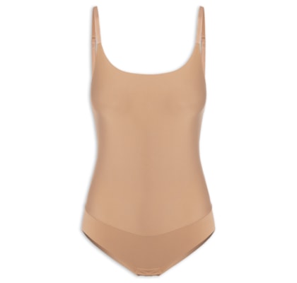 Body Alça Fina Shape - Bege