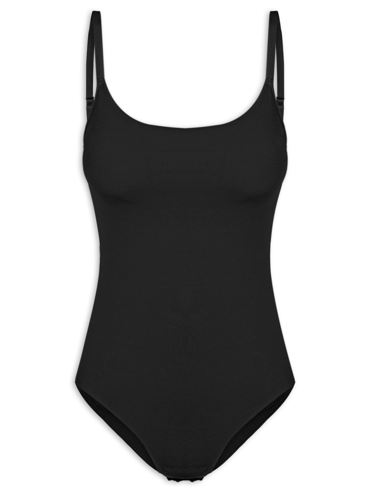 Body Alças Finas Em Micofribra - Preto