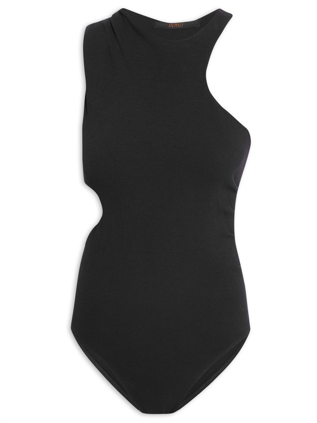 Body Assimétrico Com Abertura E Franzido - Preto