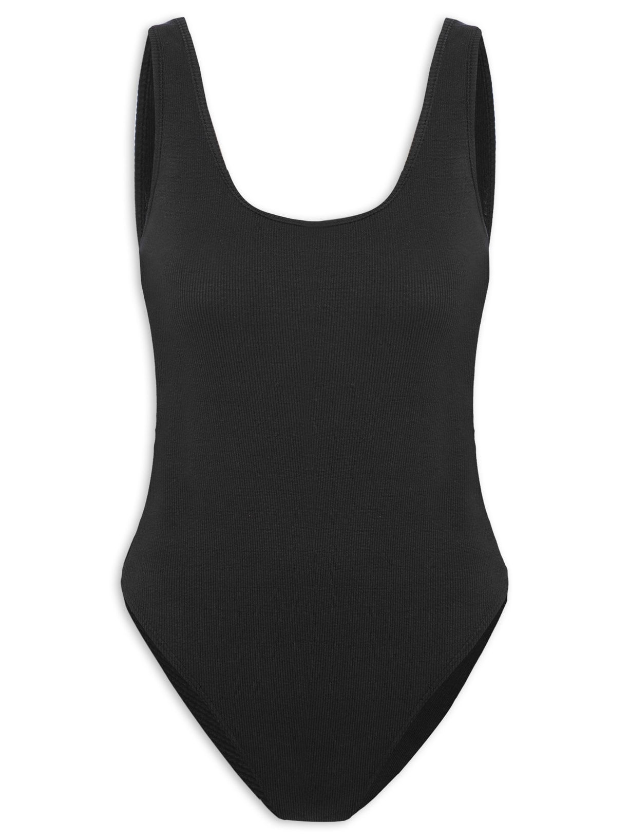 Body Básico Com Decote U - Preto