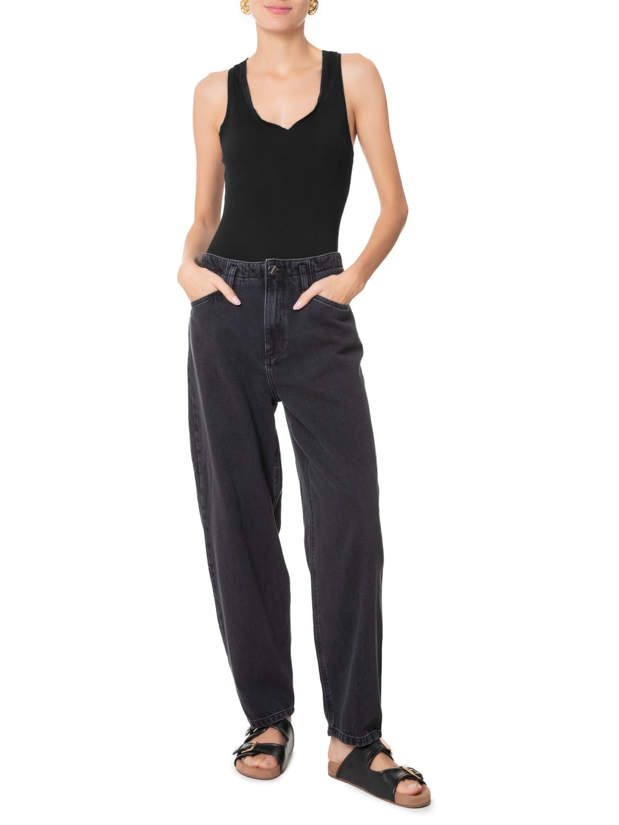 Body Básico Nadador Preto  Basiq