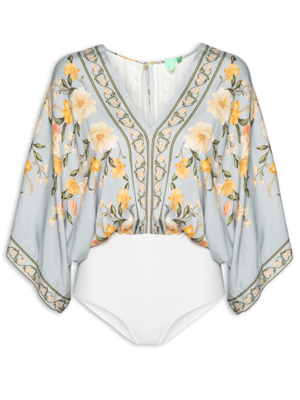 Body Borboleta Em Flor - Azul