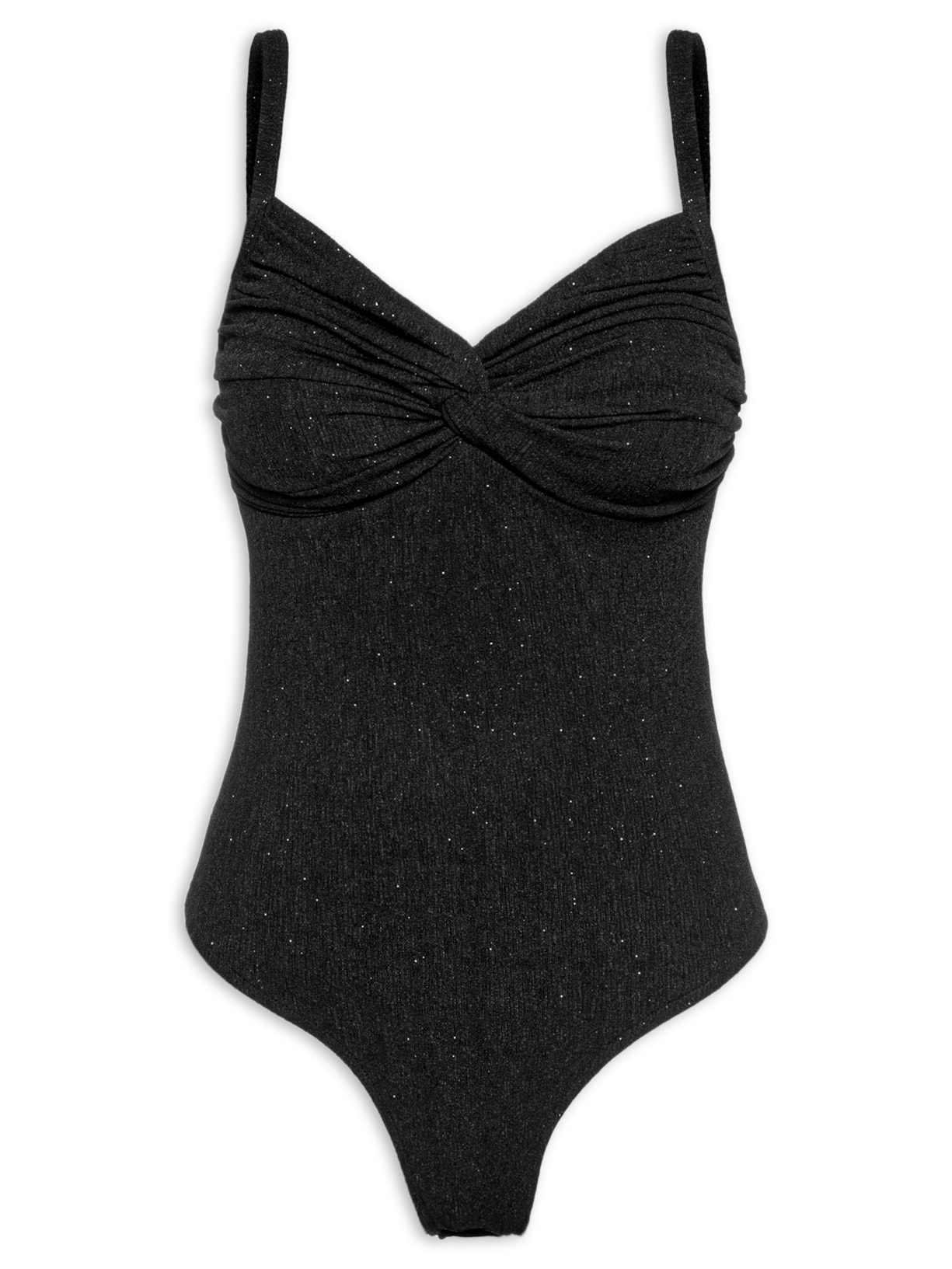 Body Busto Torcido Brilho - Preto