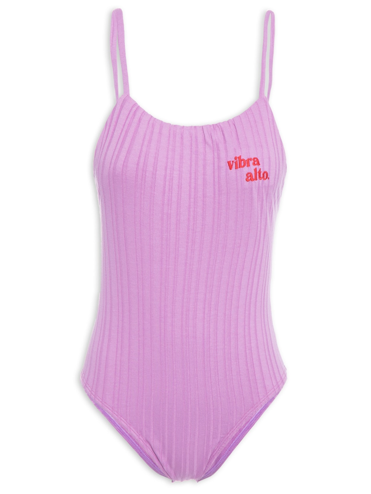 Body Canelado Bordado Vibra Alto - Lilás