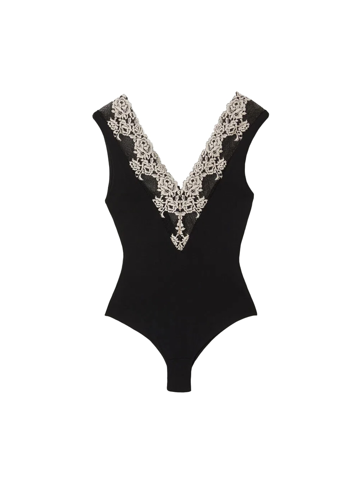 Body Com Decote Em v Pretty Flower - Preto