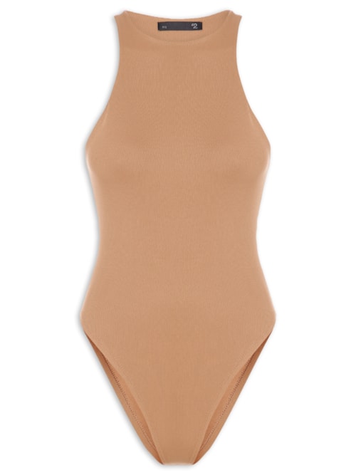 Body Com Decote Halter - Marrom