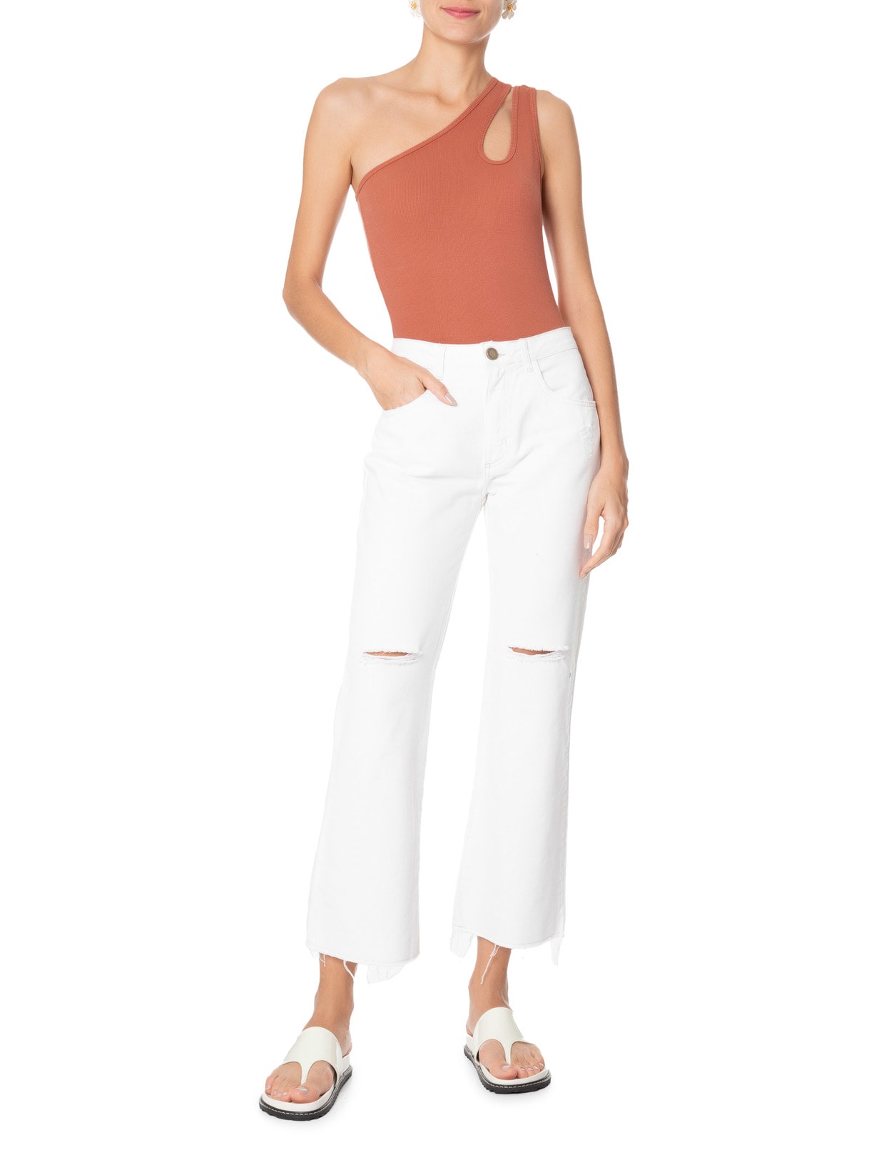 Body Com Recorte Na Lateral Canelado Vermelho Basiq