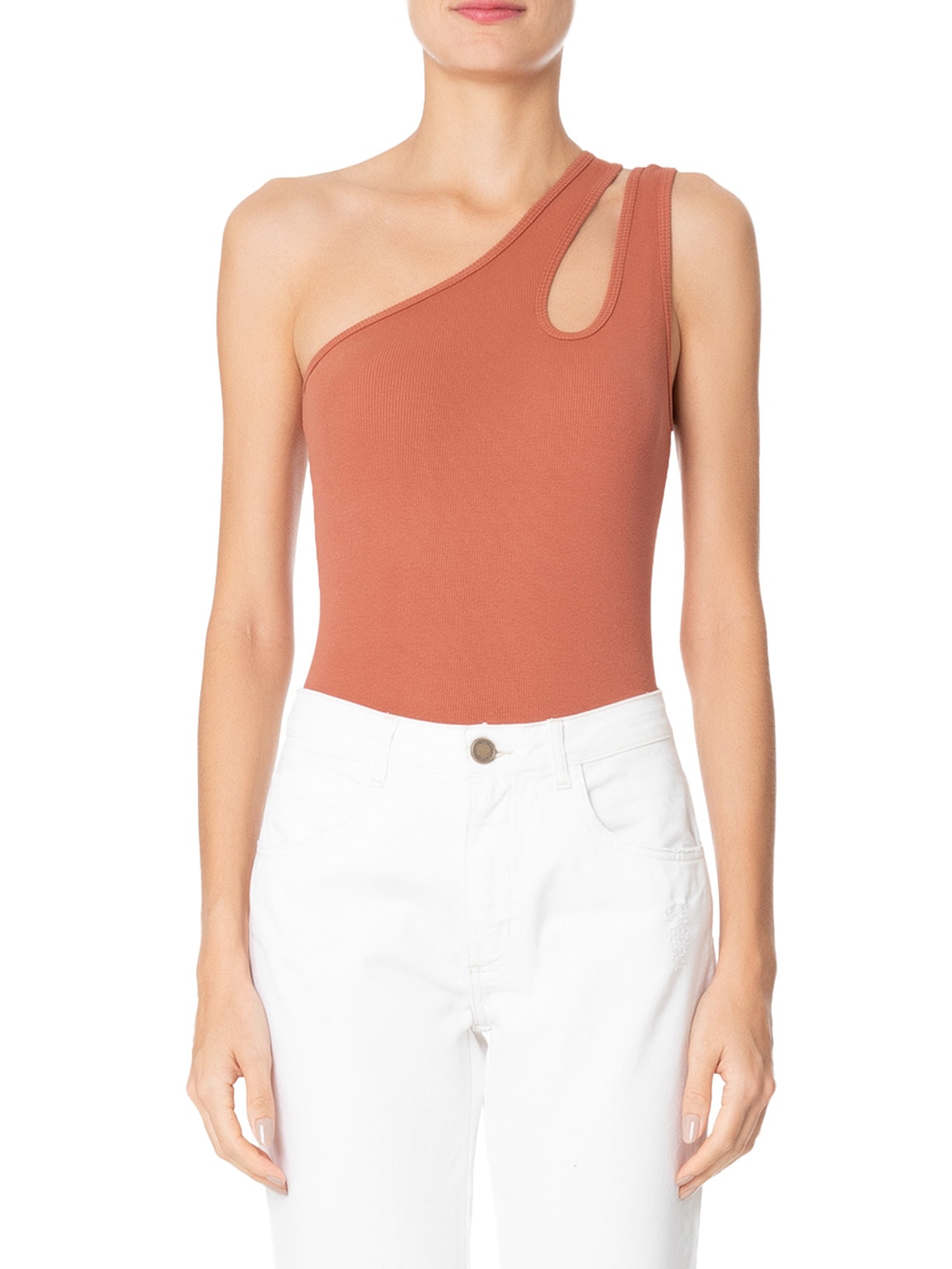 Body Com Recorte Na Lateral Canelado Vermelho Basiq