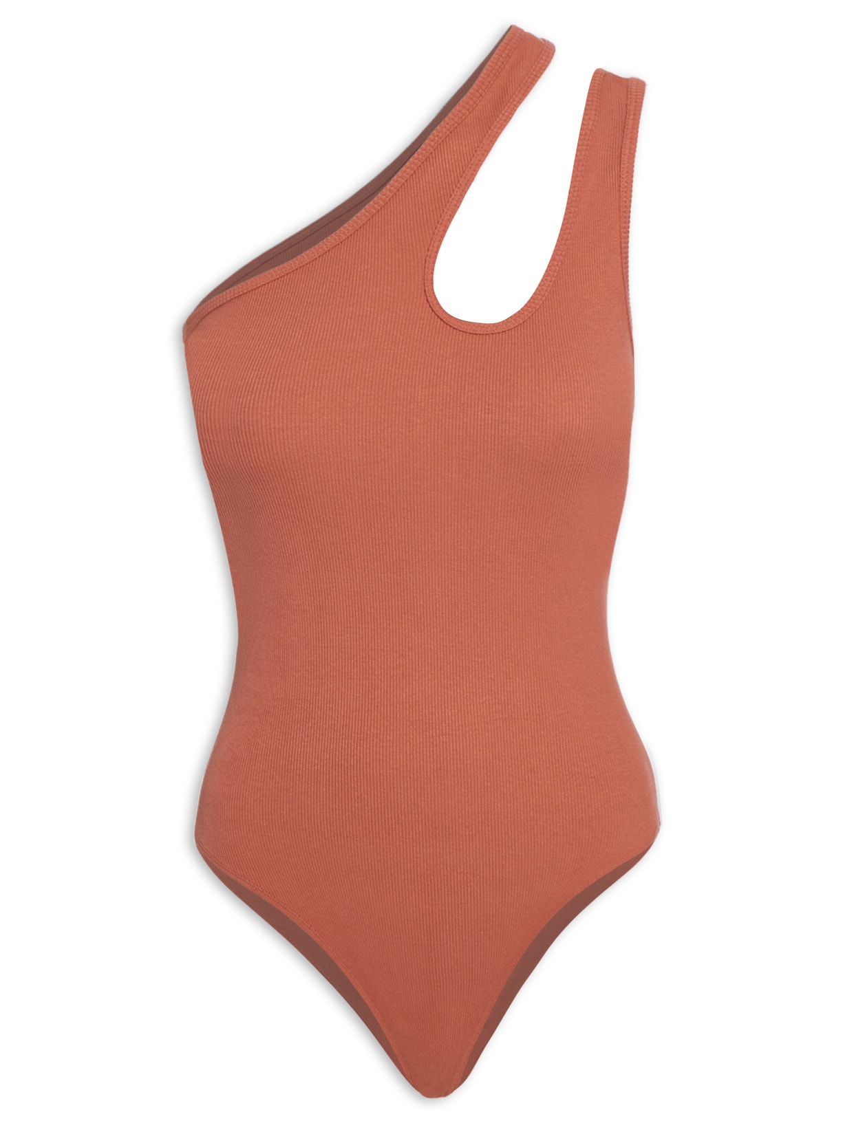 Body Com Recorte Na Lateral Canelado - Vermelho