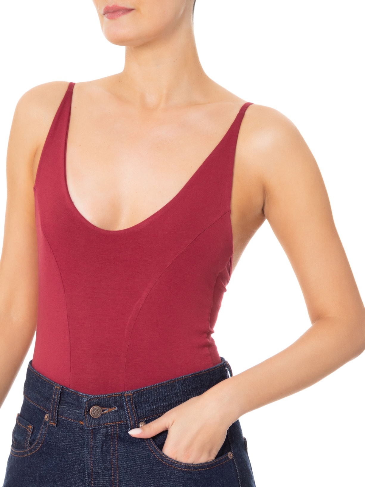 Body Com Recortes Centrais Vermelho Basiq