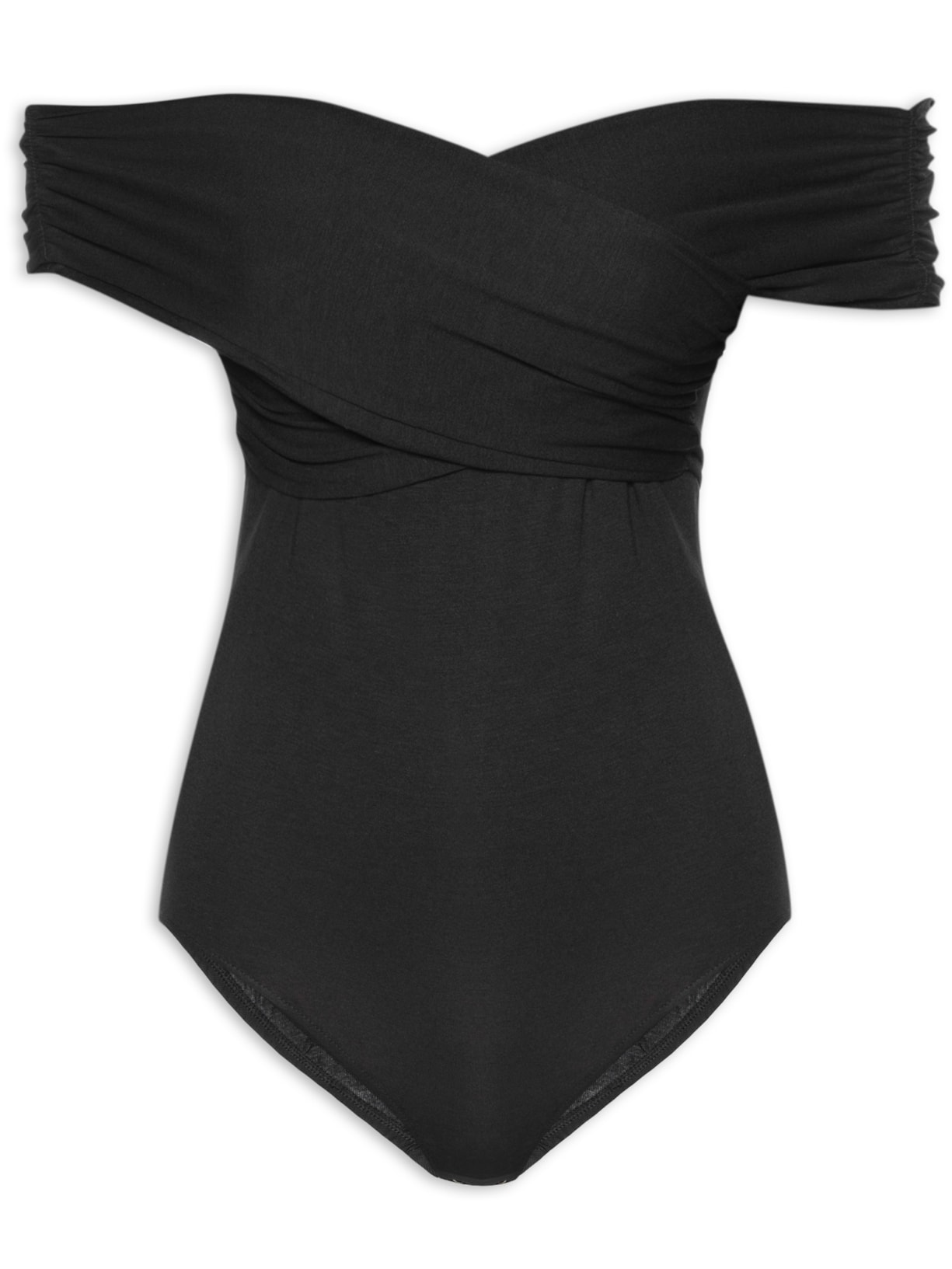 Body Com Transpasse Franzido - Preto