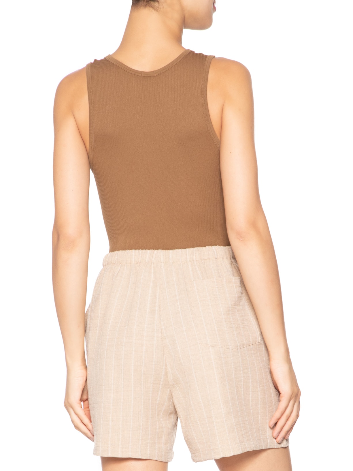 Body Comfy Sem Costura Decote Careca Marrom Basiq