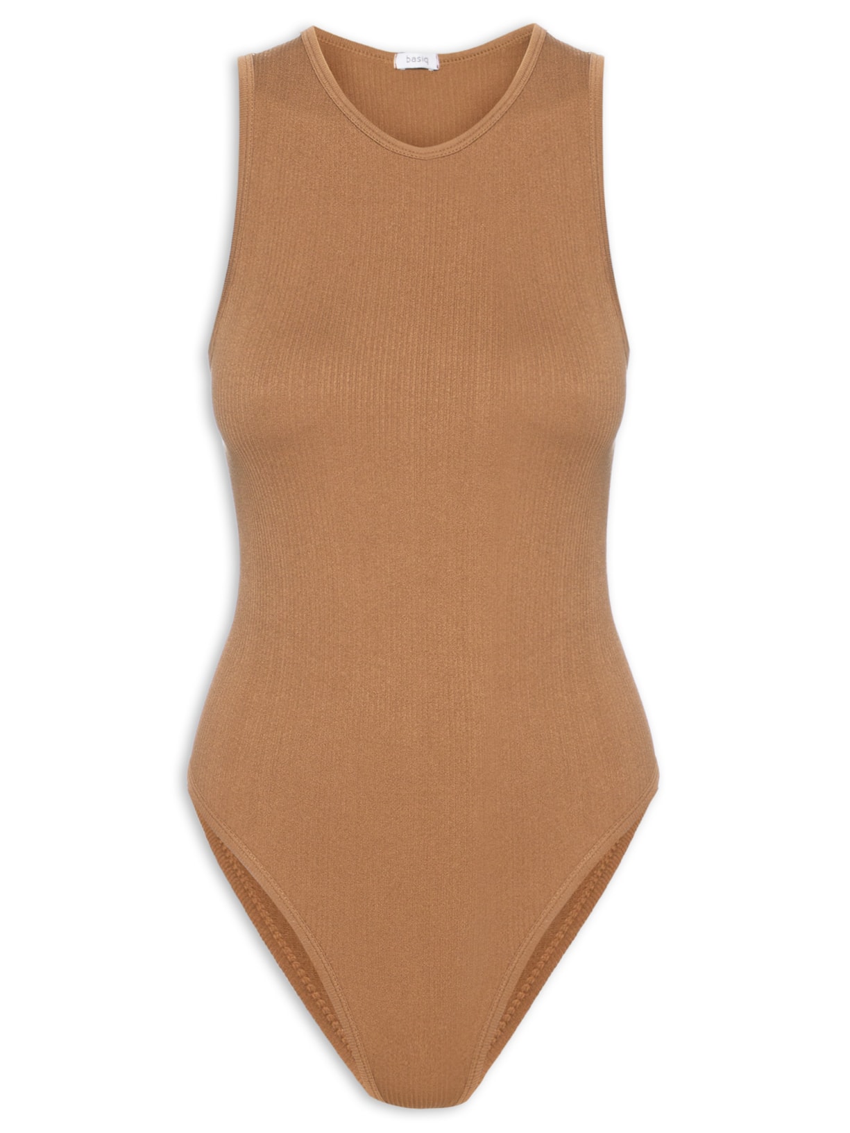 Body Comfy Sem Costura Decote Careca - Marrom