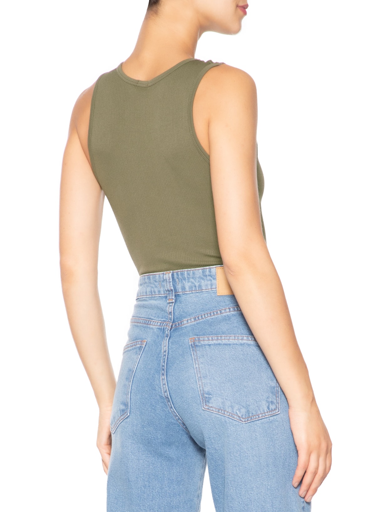 Body Comfy Sem Costura Decote Careca Verde Basiq