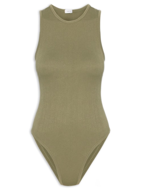 Body Comfy Sem Costura Decote Careca - Verde
