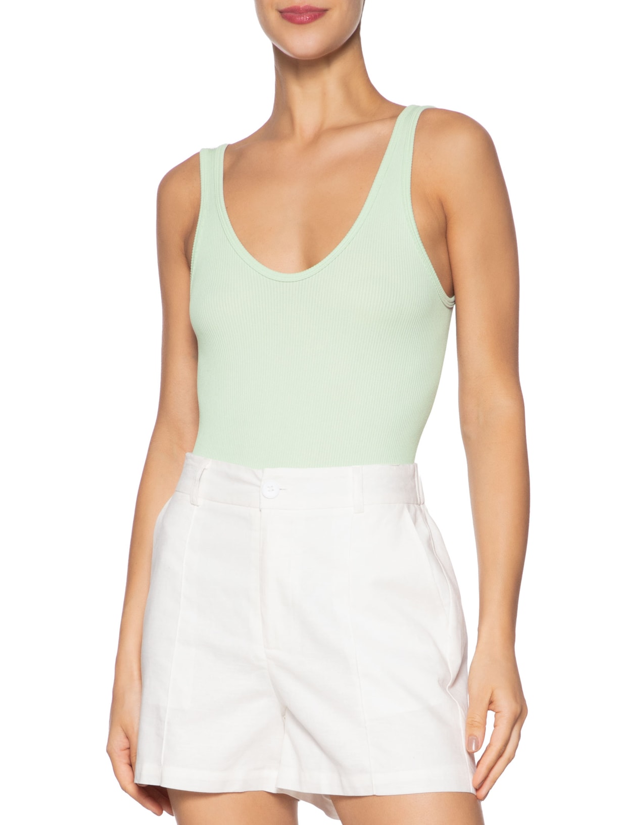 Body Comfy Sem Costura Decote U Verde Basiq