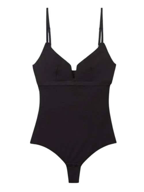 Body De Alça Fina Em Fresh Bamboo - Preto