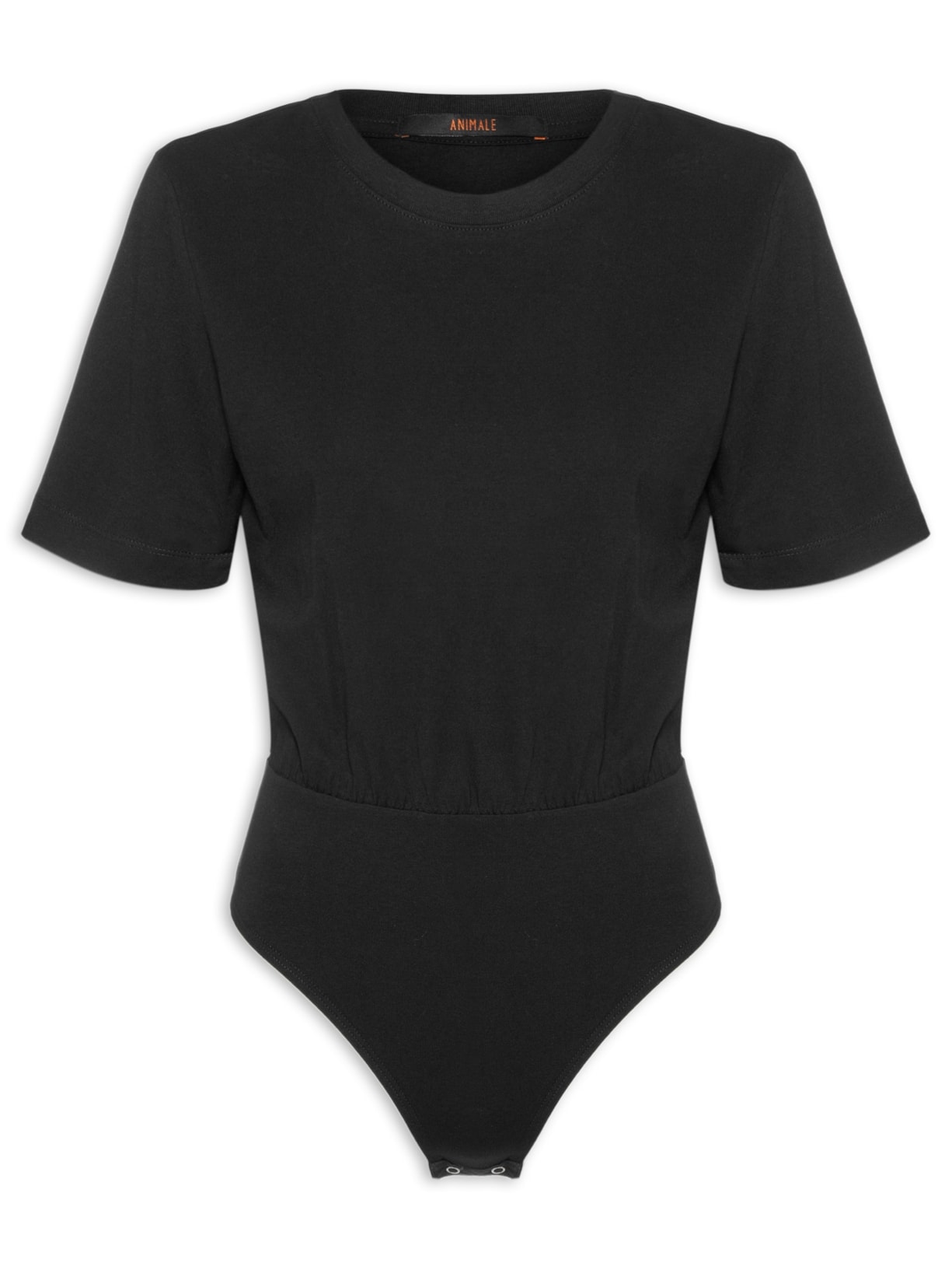 Body De Algodão Manga Curta - Preto