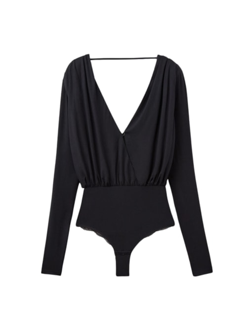 Body De Manga Comprida Em Modal The Star Of The Show - Preto